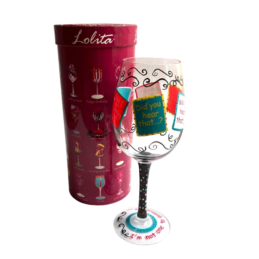 NWOT Lolita "Love My Wine" Gossip Wine Glass in Original Box